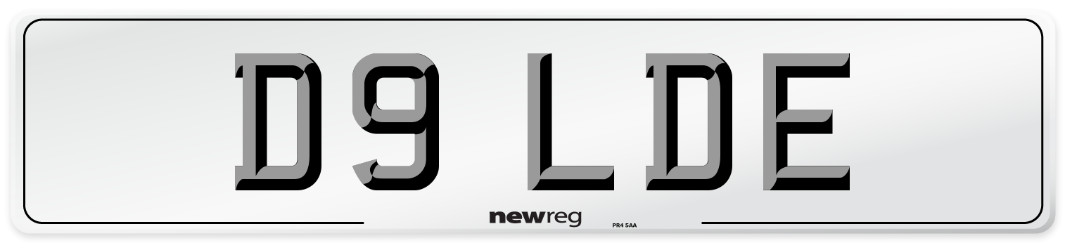 D9 LDE Number Plate from New Reg